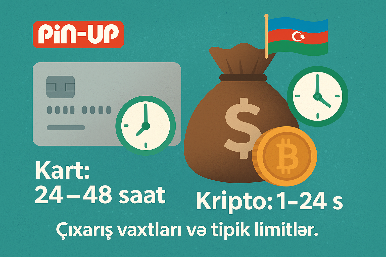 Çıxarışın vaxtı: kart 24–48 saat, kripto 1–24 saat